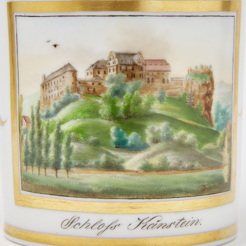 Германия Старинная чайная пара с ручной росписью - замок Канштейн
