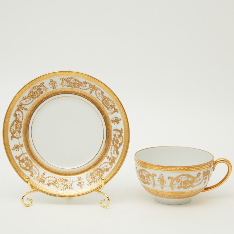Чайная пара бело-золотая Коллекция Император Haviland Limoges