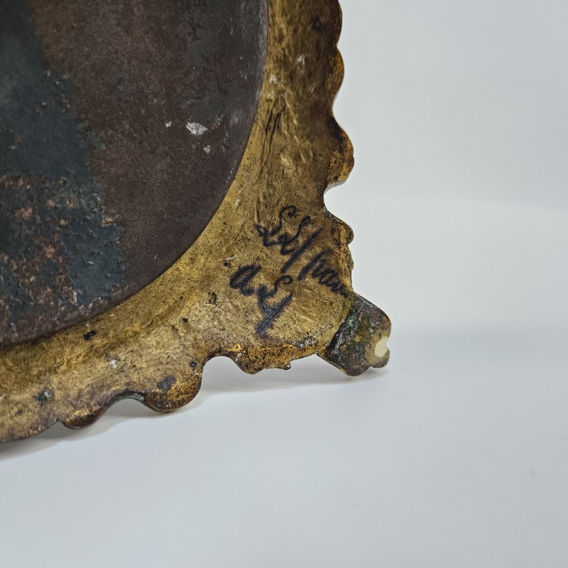 Масляная лампа с синим  фарфоровым основанием и бронзовыми ножками