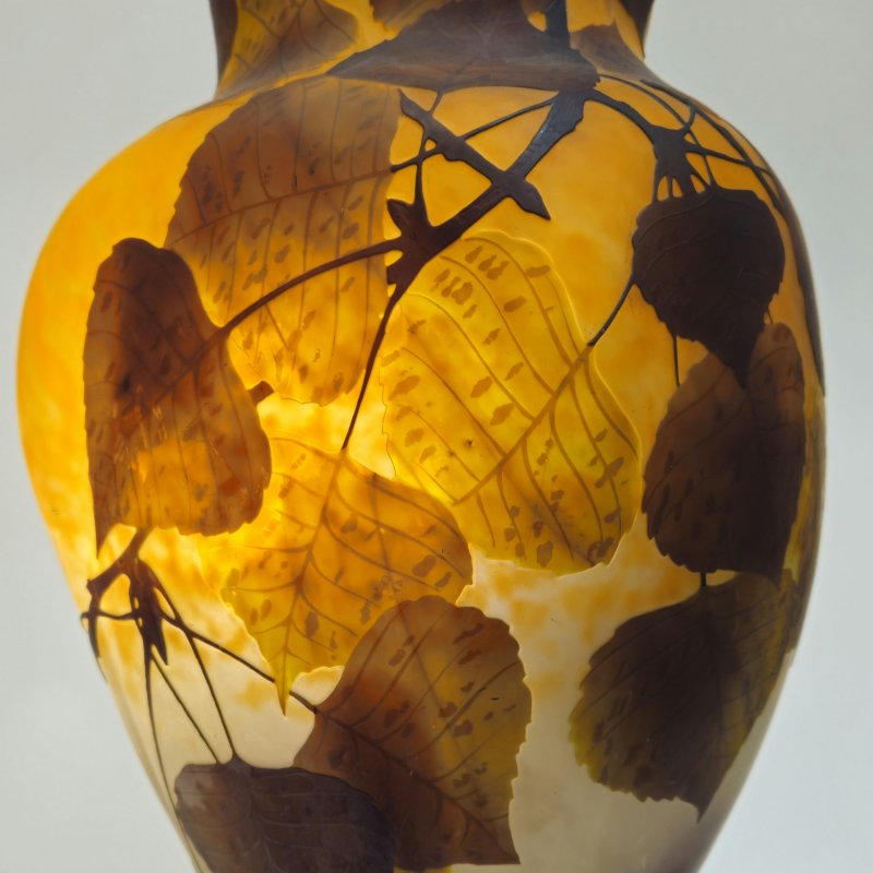 Ваза декорированная изображением листьев Daum