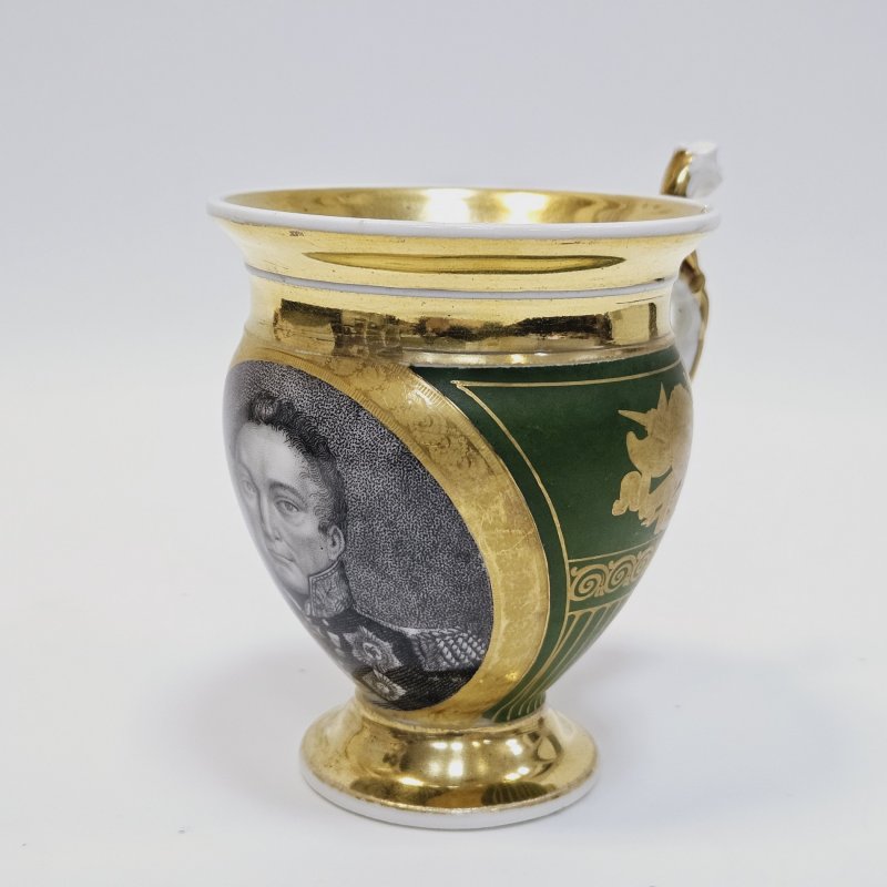 Чашка с блюдцем Старый Париж 1810-1820гг Стиль ампир, печать ,обильное золочение, лепная скульптурная ручка, хорошая сохранность