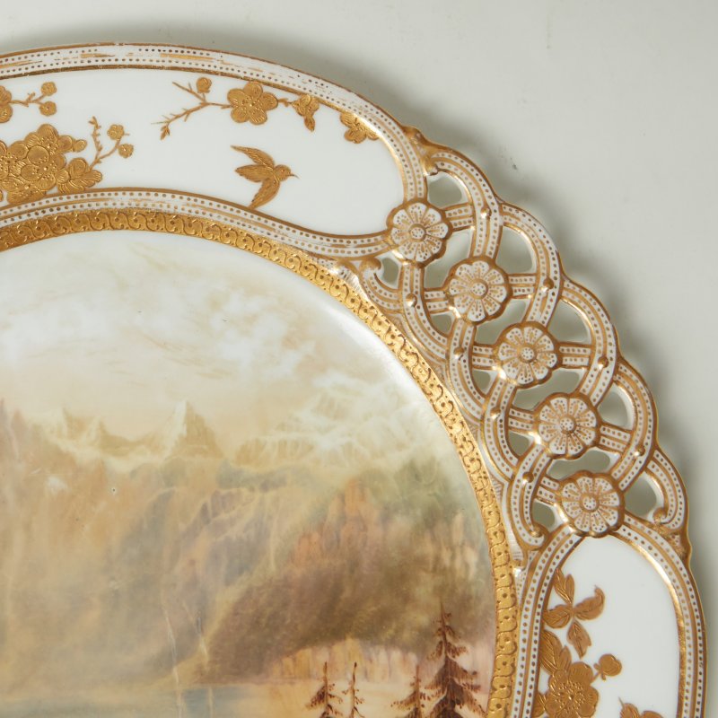 Тарелка с пейзажем Coalport 1875-1881гг BLUMLIS ALPS