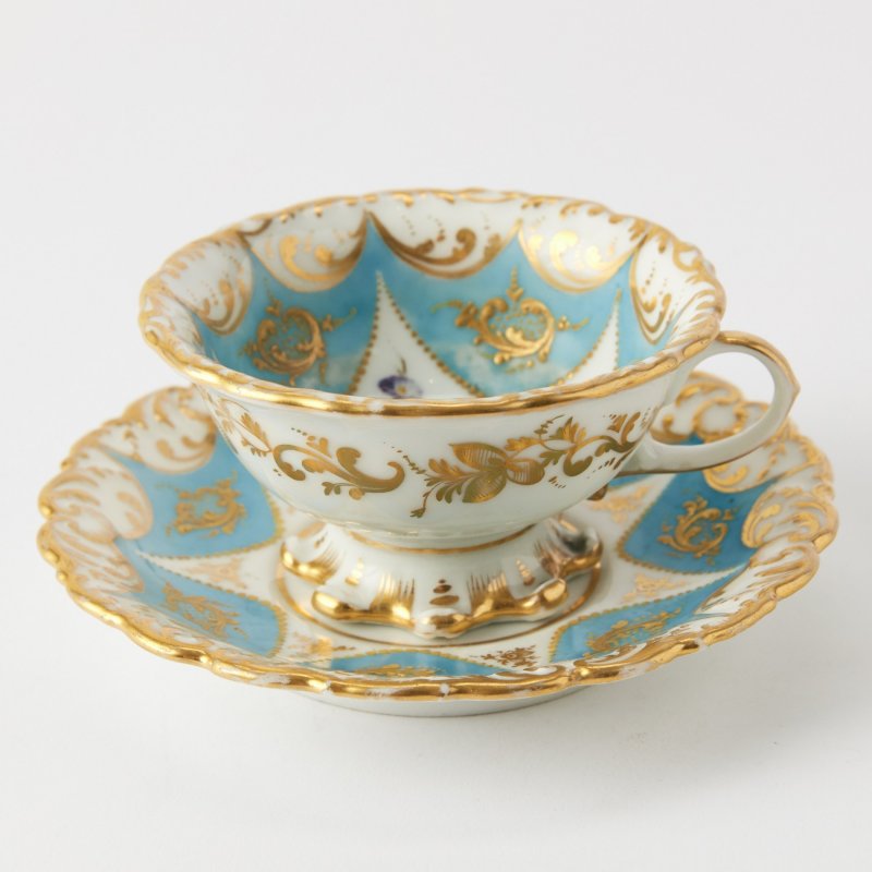 Старинная коллекционная чашка с блюдцем с ручной росписью Le Vieux Paris