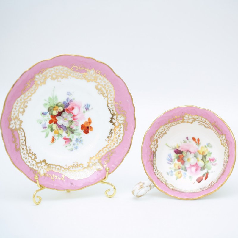 Чайная пара розовая с цветами