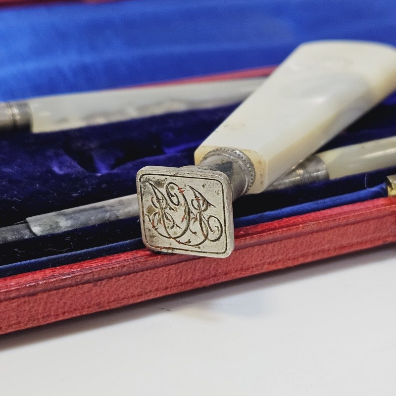 Набор для письма в стиле Ар-деко, 3 предмета, Англия, серебро 