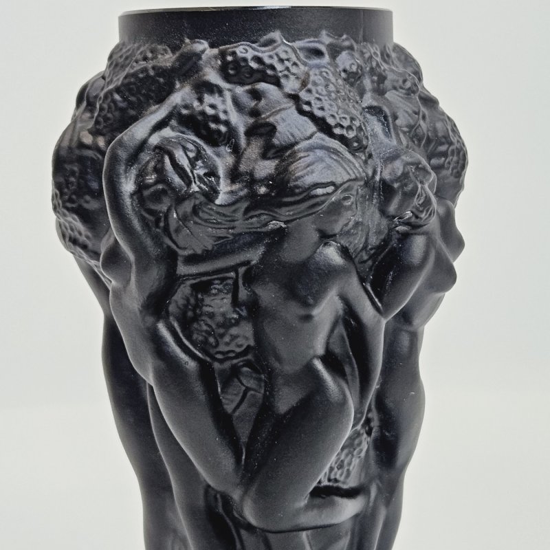 Гламурная редкая черная стеклянная ваза в стиле ар-деко 1930-х годов H.Hoffmann 
