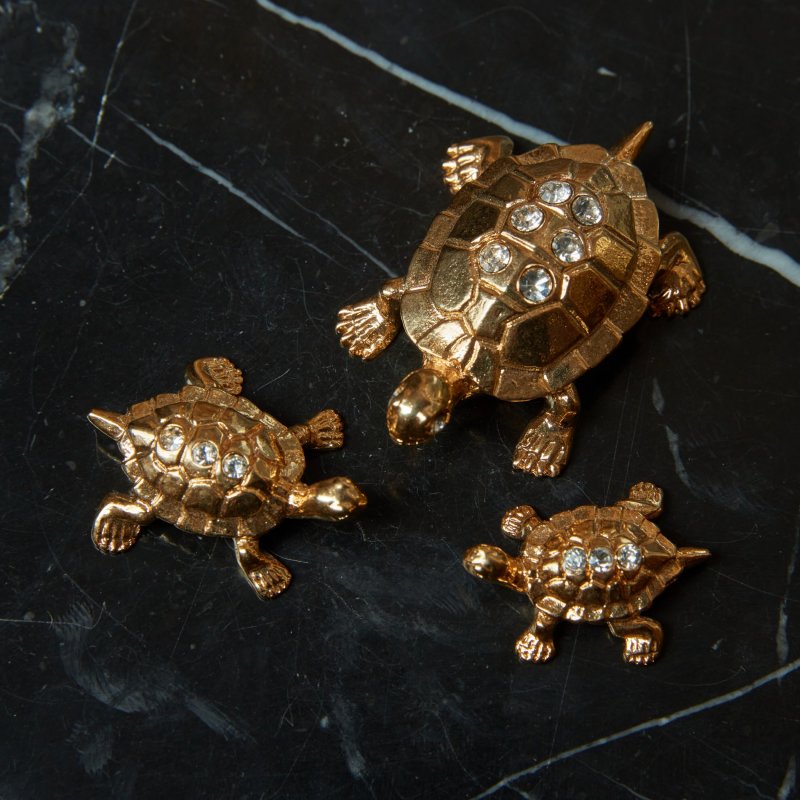Комплект из 3 черепах позолоченный