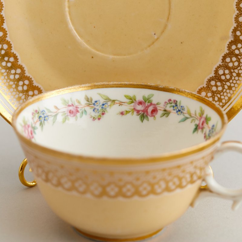 Старинная коллекционная старинная чашка с блюдцем ИФЗ Императорский фарфоровый завод (ИФЗ)