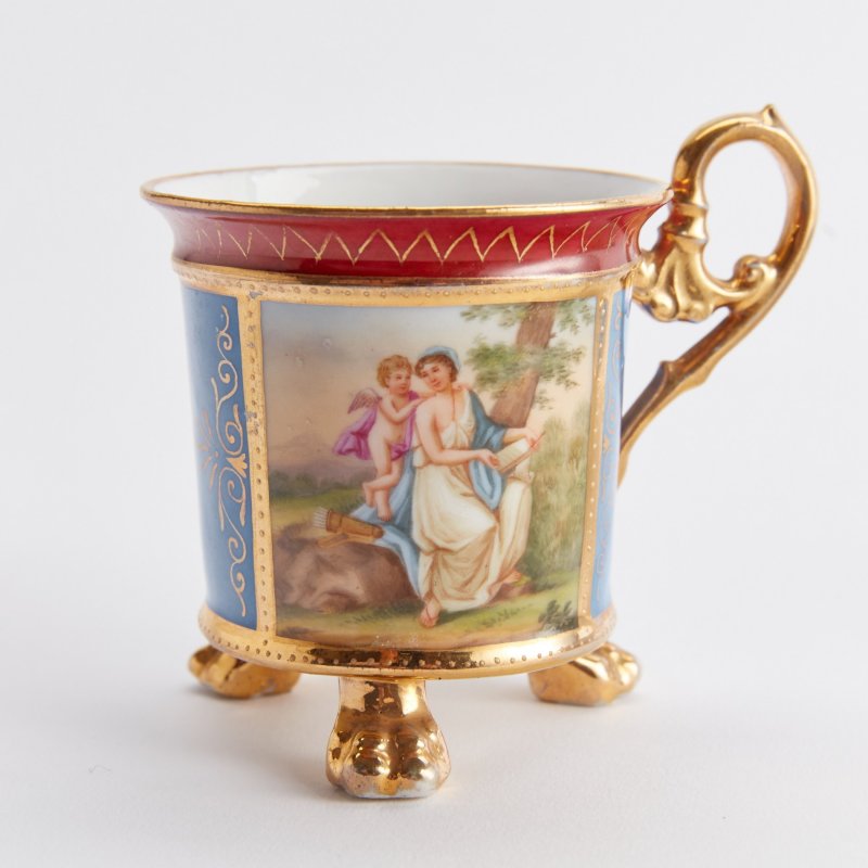 Старинная чашка с блюдцем ручной работы Стиль Royal Vienna