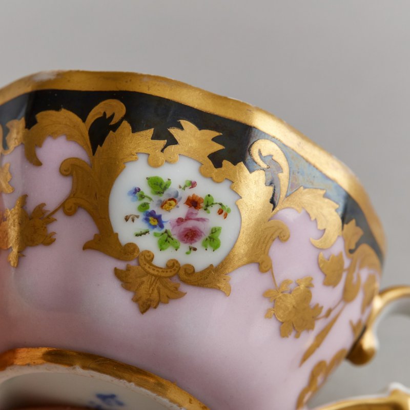 Старинная коллекционная чайная пара времени правления Николая I ИФЗ Императорский фарфоровый завод (ИФЗ)