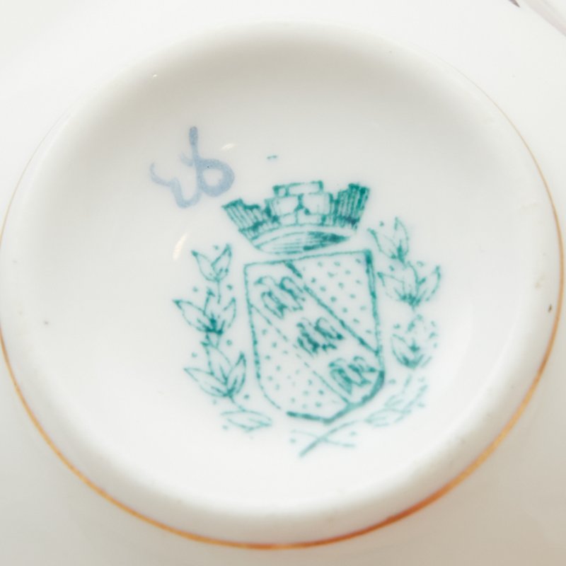 Чашка с блюдцем Sarreguemines позолота роспись цветы