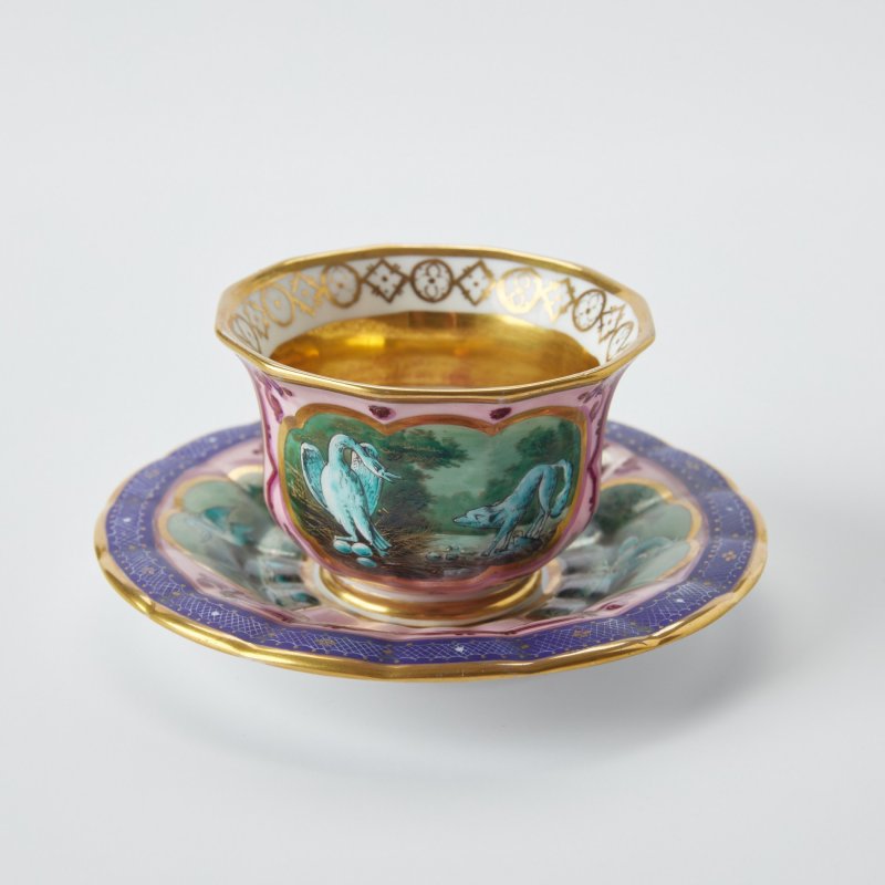 Старинная чашка с блюдцем ручной работы Vieux Paris. 