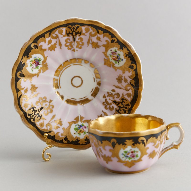 Старинная коллекционная чайная пара времени правления Николая I ИФЗ Императорский фарфоровый завод (ИФЗ)