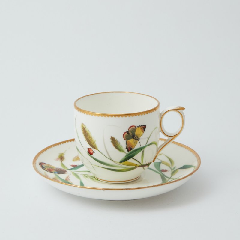 Чашка с блюдцем бабочки  William Brownfield 1860