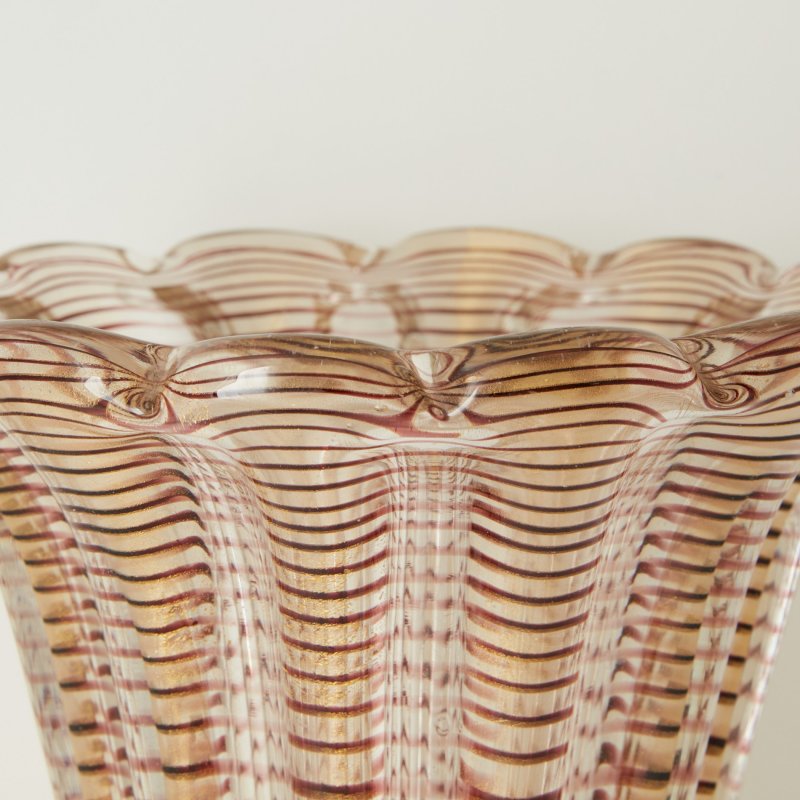 Ваза Murano Italian Zebrati Glass Vase By Barovier