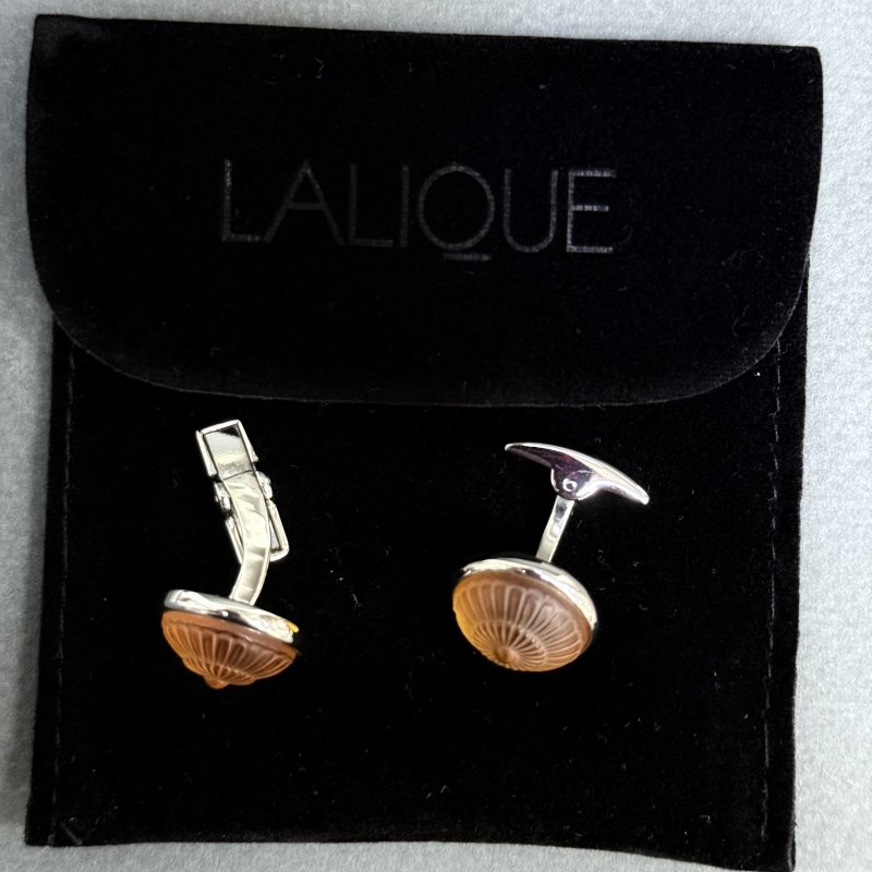 Запонки с палладиевой отделкой и гранёным хрусталём оранжевого цвета 2024-2025 г