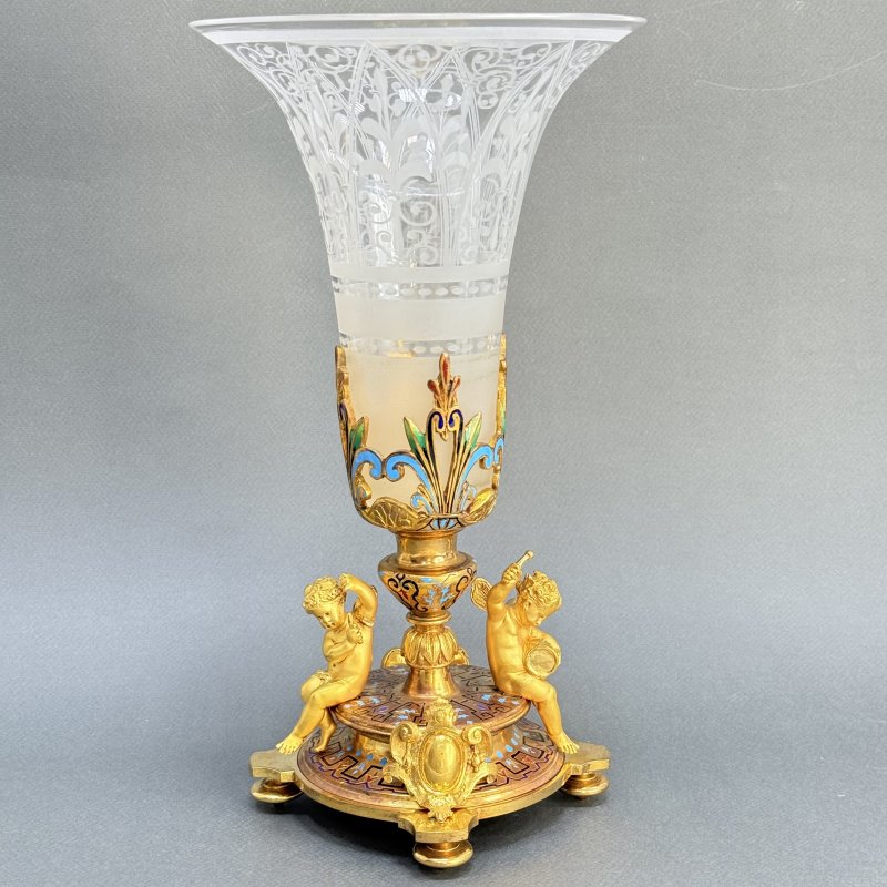 Ваза бронза Baccarat Франция 19 в