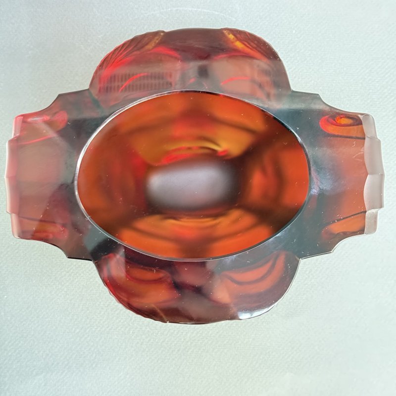 Ваза в стиле Артдеко из янтарного стекла дизайн 1930г. Г. Хоффманн Чехия 21 в