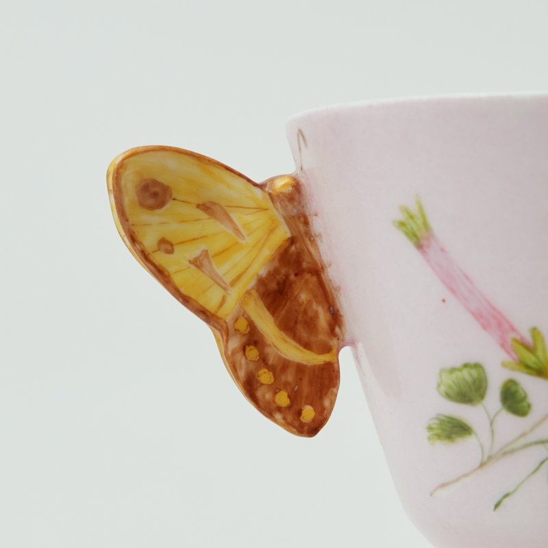 Чайное трио Haviland розовое с ручкой бабочкой