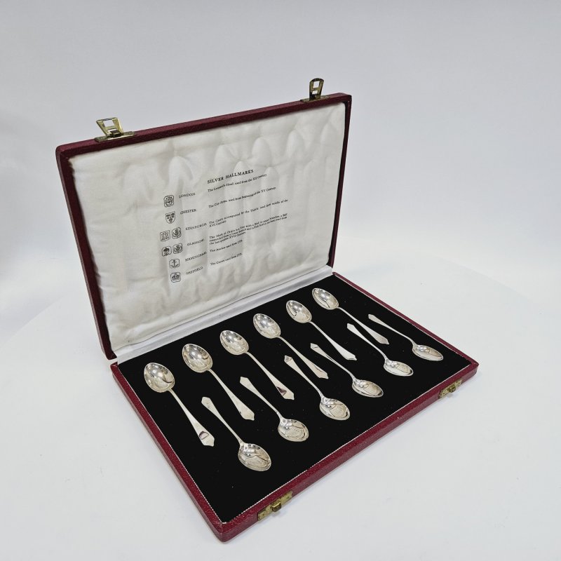 Набор из 12 серебряных ложек Дизайн формы ручки dognose