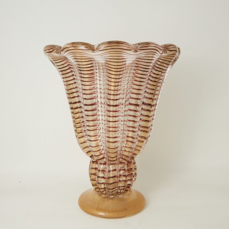Ваза Murano Italian Zebrati Glass Vase By Barovier