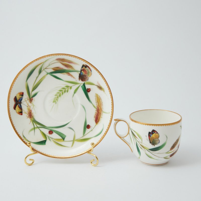 Чашка с блюдцем бабочки  William Brownfield 1860