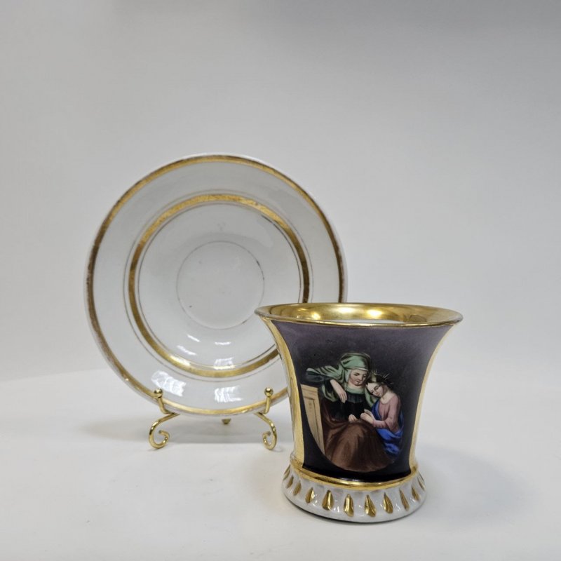 Чайная пара Schlaggenwald Богемия 1840-е г