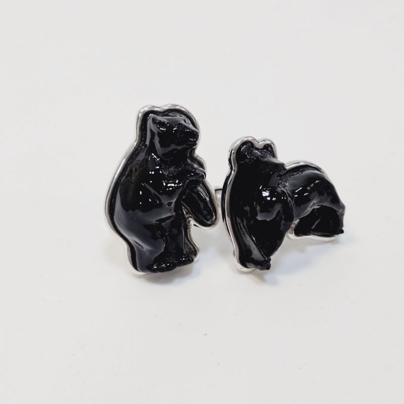 Запонки Lalique бык медведь черные
