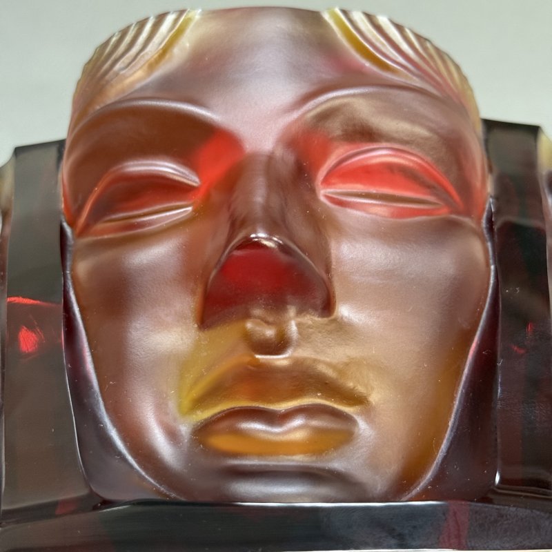 Ваза в стиле Артдеко из янтарного стекла дизайн 1930г. Г. Хоффманн Чехия 21 в