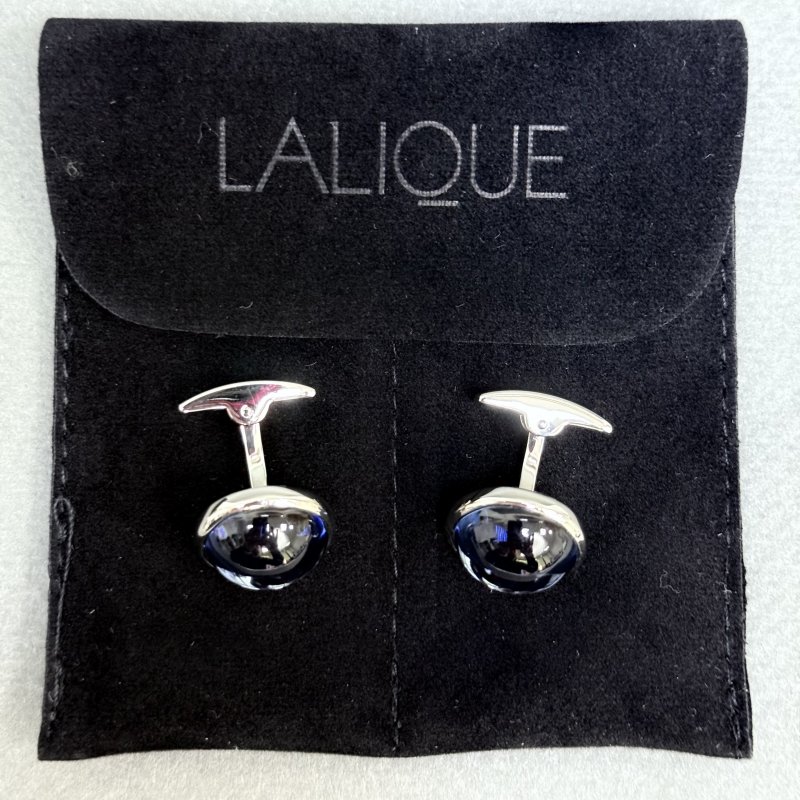 Запонки с палладиевой отделкой и голубым хрустальным кабошоном 2024-2025 г