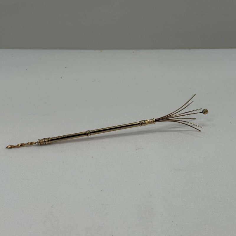 Золотой Свизл - стик, венчик для шампанского с штопором с другой стороны