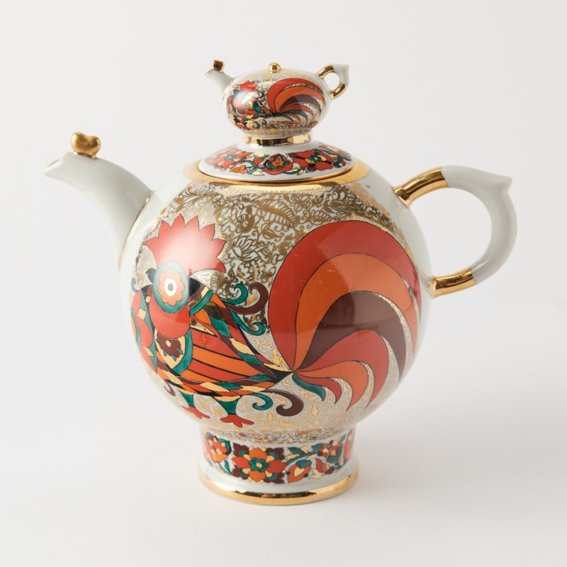 Коллекционный фарфоровый чайник  Красный петух