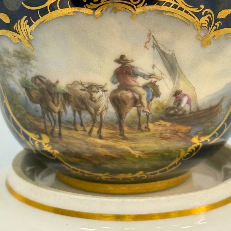 Редкая коллекционная старинная чашка с блюдцем Meissen 1860е гг