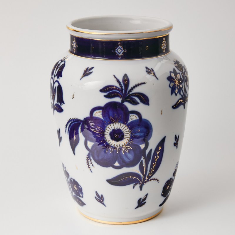 Коллекционная ваза «Кобальтовый ситчик» с росписью худ. Миронова