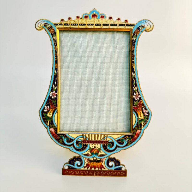 Рамка для фото в форме лиры  с эмалями Франция