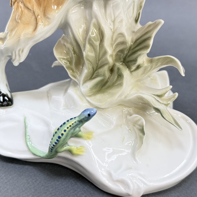 Фигурка Козерог напуганный ящерицей Германия Волькштадт Карл Энс