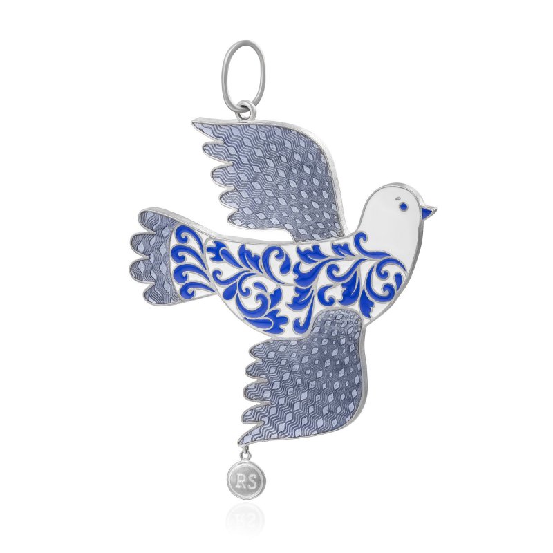 Елочная игрушка из серебра «Птица»