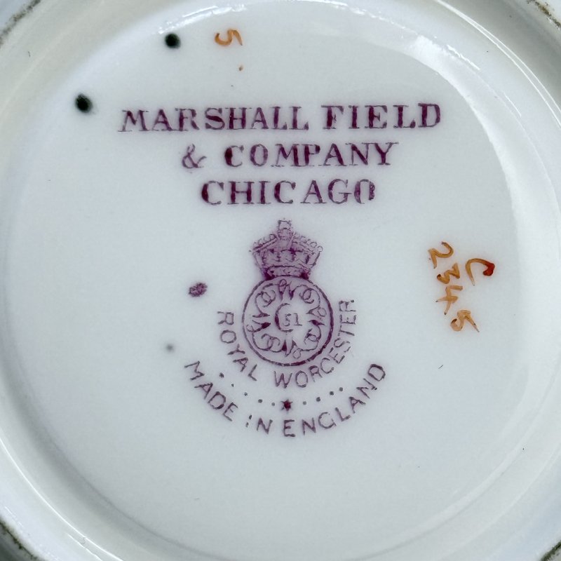 Чашка с блюдцем для кофе в стиле Артдеко Роял Вустер - Marshall Field &Co Англия-США 1920 гг.