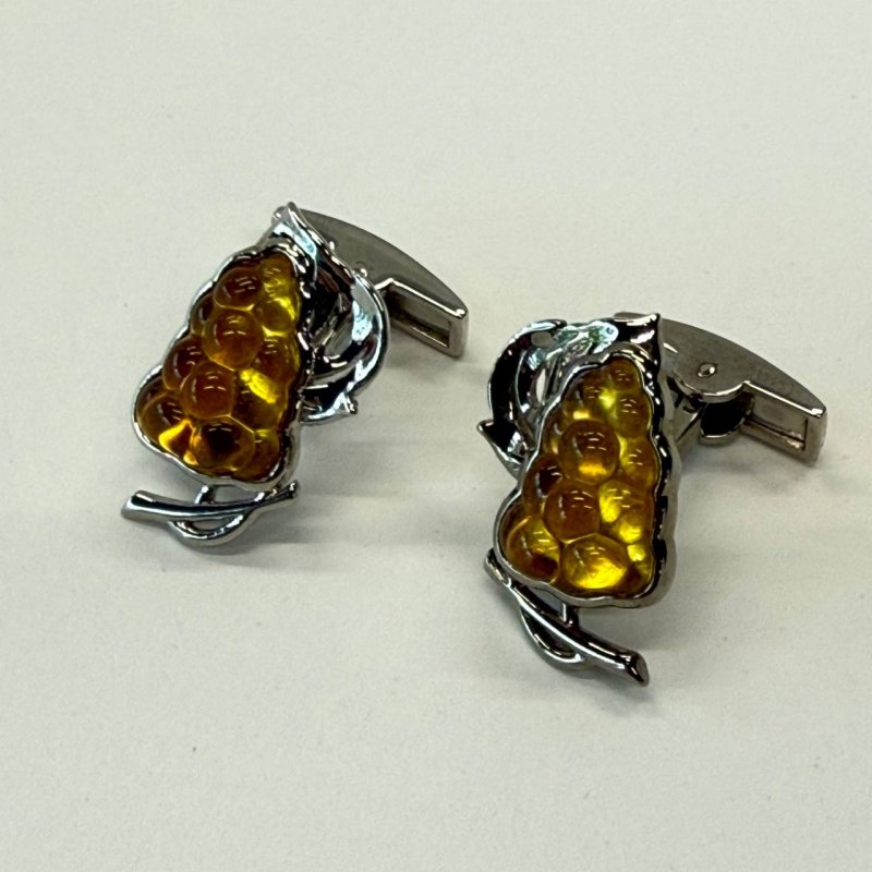 Редкие! Запонки янтарным хрусталём и с палладиевой отделкой 2016-2018 г