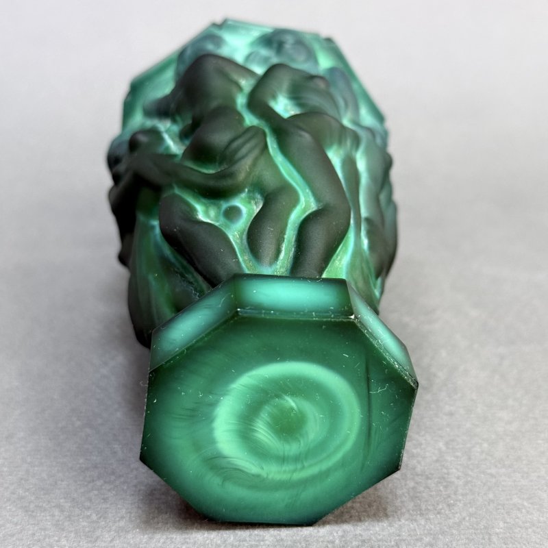 Коллекционный Парфюмерный флакон в стиле Артдеко малахитовое стекло дизайн 1930г. Г. Хоффманн Чехия 21 в