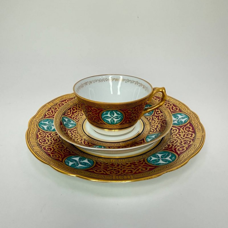 Кофейное трио  в византийском стиле с маркой Товарищество Кузнецова в Москве  (Кспб)