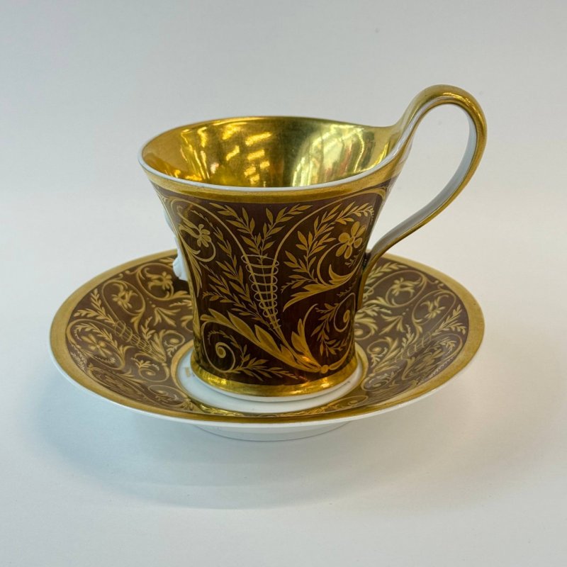  Старинная коллекционная портретная  чашка с блюдцем