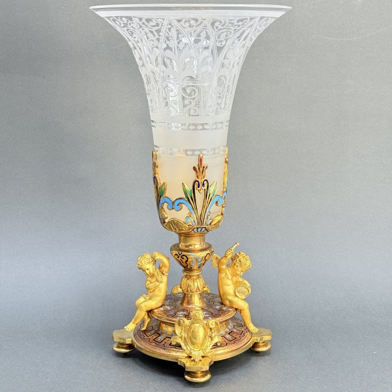 Ваза бронза Baccarat Франция 19 в