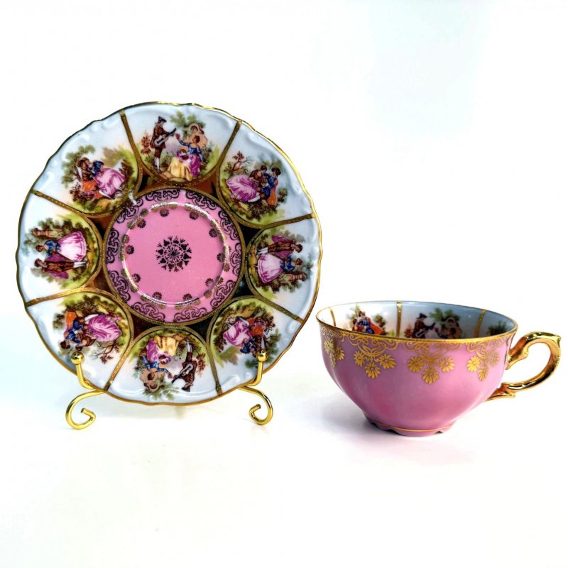 Фарфоровая чашка с блюдцем. J.K. Decor Carlsbad Bavaria. Германия. 1950-е–1970-е годы