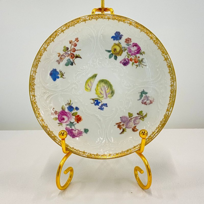 Чашка для шоколада  с крышкой и блюдцем (тройка) Meissen 1745-1755гг