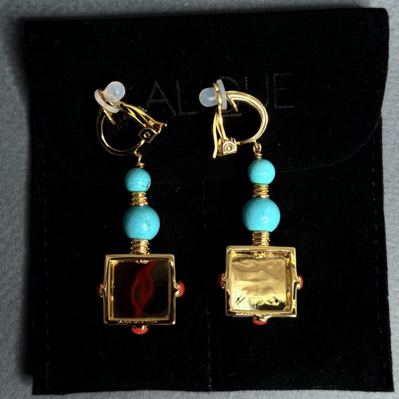 Серьги клипсы Lalique Arethuse техника золочения Gold Vermeil ручная работа Франция 2020-2025 г