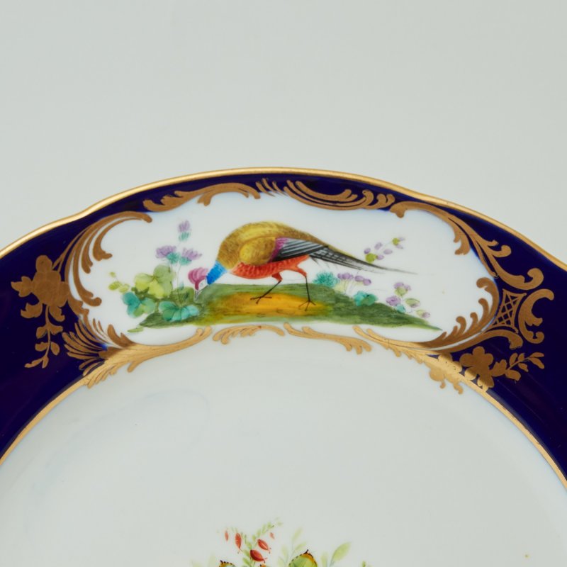 Тарелка кобальтовый борт с птицами Minton 1912-1950