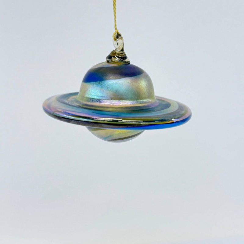 Авторская выдувная елочная игрушка студия Lundberg с подписью LS