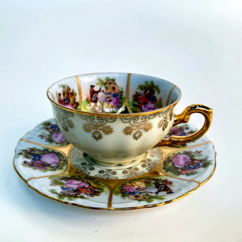 Фарфоровая чашка с блюдцем. J.K. Decor Carlsbad Bavaria. Германия. 1950-е–1970-е годы (д)