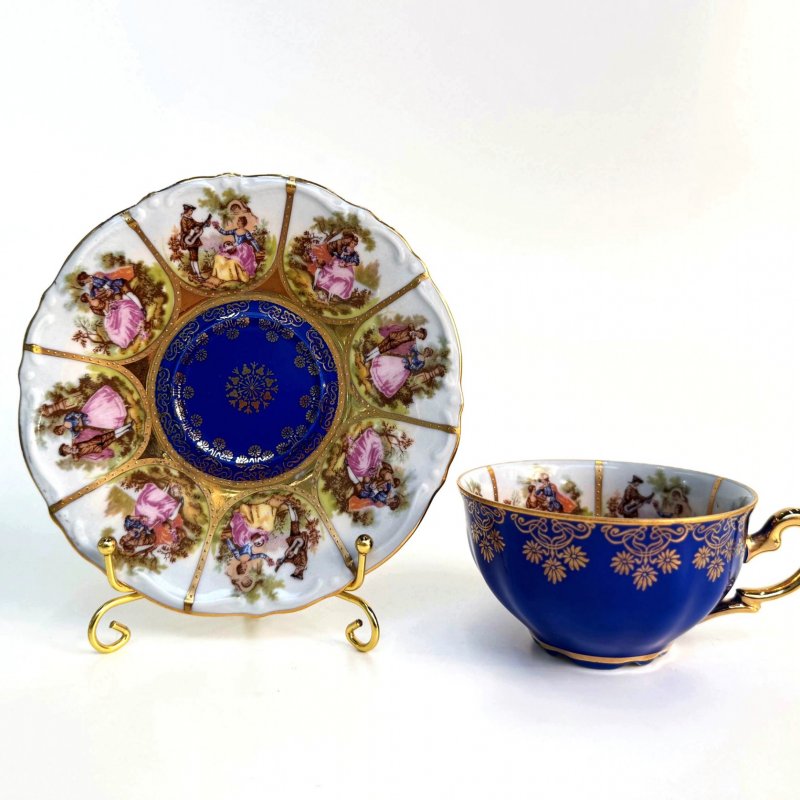 Фарфоровая чашка с блюдцем. J.K. Decor Carlsbad Bavaria. Германия. 1950-е–1970-е годы (д)